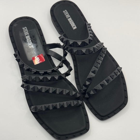 Steve Madden Shoes - Steve Madden Black Studded Strappy Slide Sandals